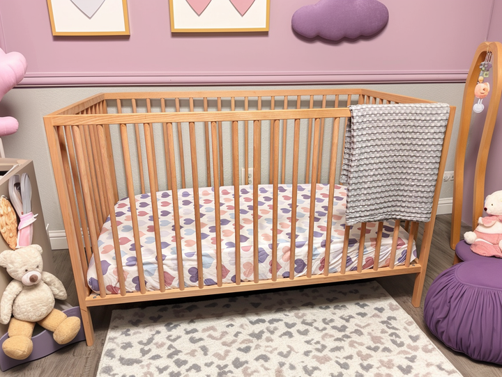 Hushy Blushy + All My Hugs - Deluxe - Blush + Gray XX on White Crib Bedding Set