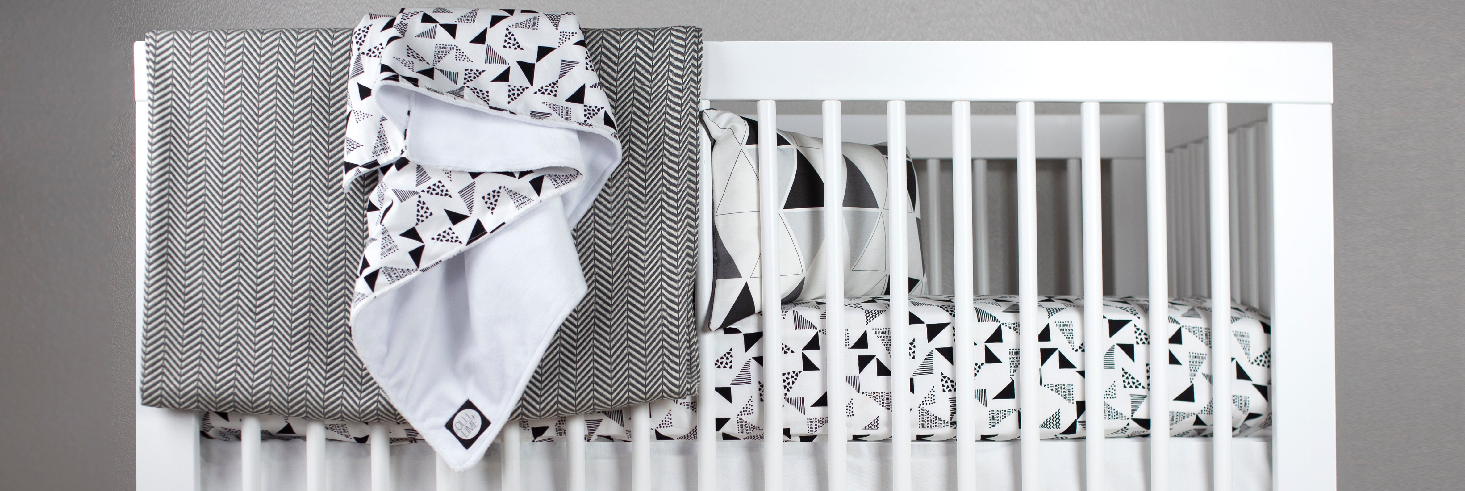 Black and store white crib bedding