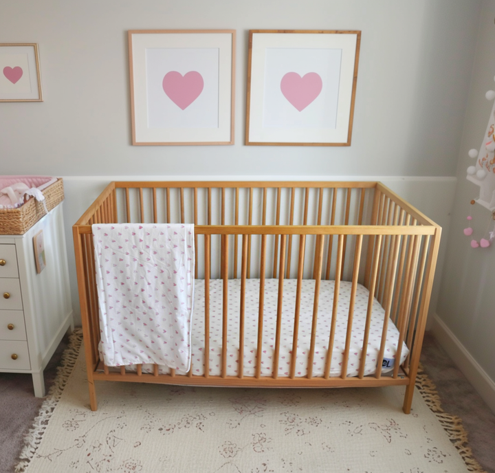 Rosé Heart Fitted Crib Sheet